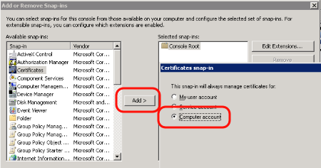 Add MMC snap-in